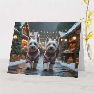 Tarjeta Perros Terrier Blanco de West Highland Navidad Nie