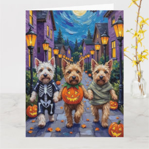 Tarjeta Perros Terrier de Trigo en disfraces de Halloween