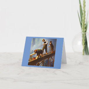 Tarjeta Perros trabajando alto acero