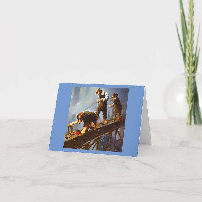 Tarjeta Perros trabajando alto acero (Anverso)
