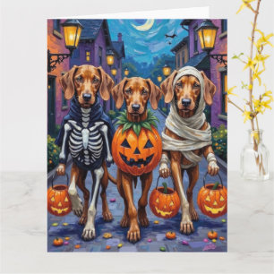 Tarjeta Perros Vizsla Trick-or-Treating con disfraz de Hal