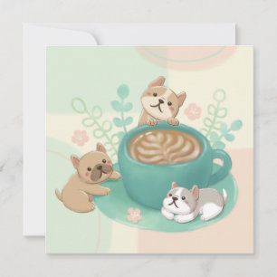 Tarjeta Perros y Ilustracion de café