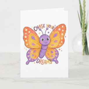 Tarjeta Persigue Tus Sueños Ilustración de Mariposa Linda