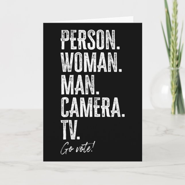 Tarjeta Person. Woman. Man. Camera. Tv. Go Vote Anti Trump (Anverso)