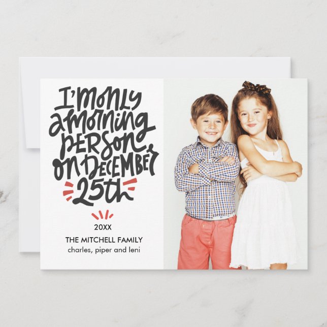 Tarjeta Persona de la mañana, 25 de diciembre, divertida f (Anverso)