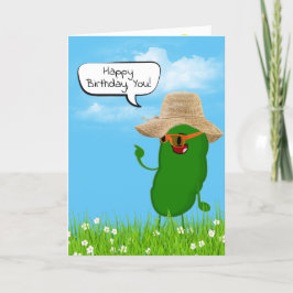 Tarjeta Persona De Pickle De Cumpleaños Con Gorra