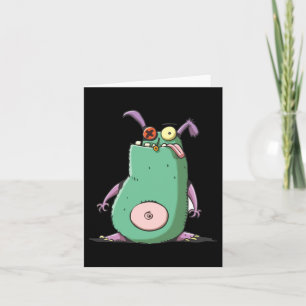 Tarjeta Personaje de dibujos animados raro y lindo monstru