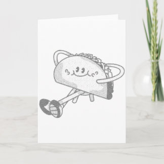 Tarjeta Personaje de mascota de taco verde lindo caminando