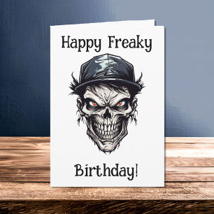 Tarjeta Personaje zombie de cumpleaños freaky feliz