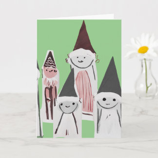 Tarjeta Personajes de Navidad Pequeños y Lindos Dibujados