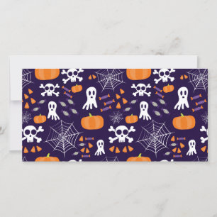 Tarjeta Personajes Divertidos y Espeluznantes de Halloween