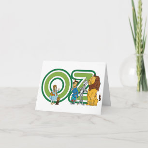 Tarjeta Personajes vintage del mago de Oz y letras de text