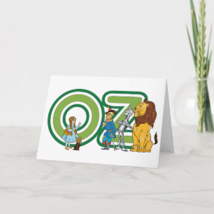 Tarjeta Personajes vintage del mago de Oz y letras de text