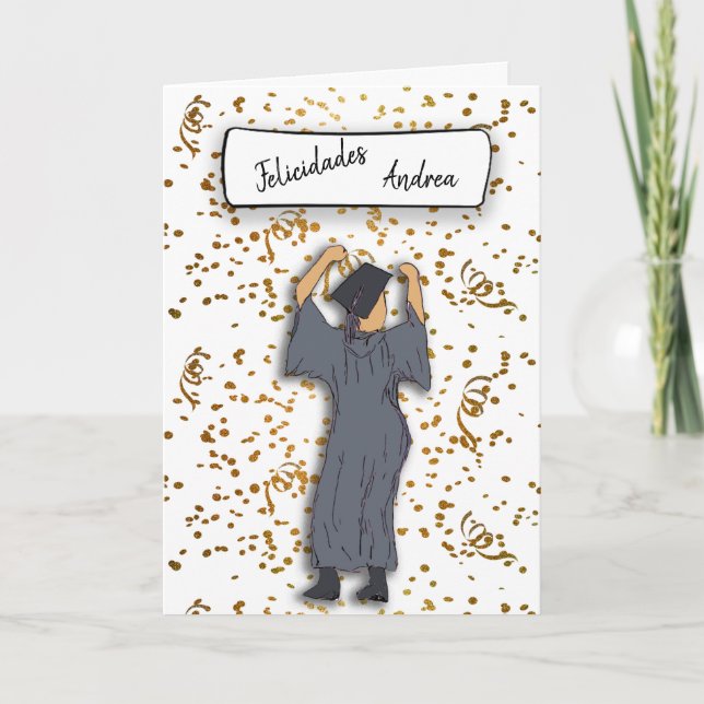 Tarjeta Personalice al graduado Felicidades (hispano) (Anverso)