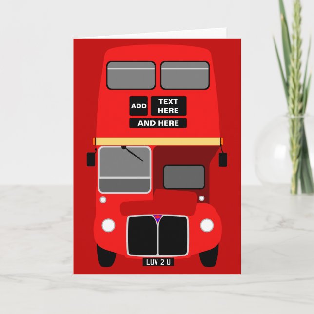 Tarjeta Personalice el cumpleaños rojo del autobús del (Anverso)