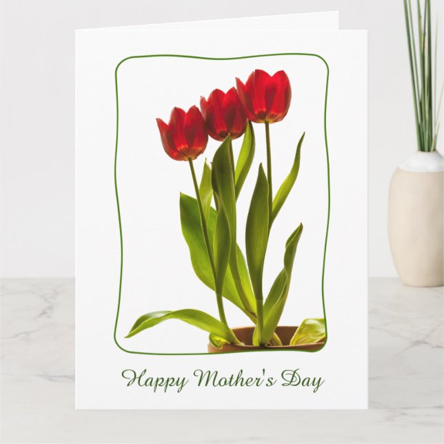 Tarjeta Personalice: Tulipanes rojos "Feliz Día de la Madr (Anverso)