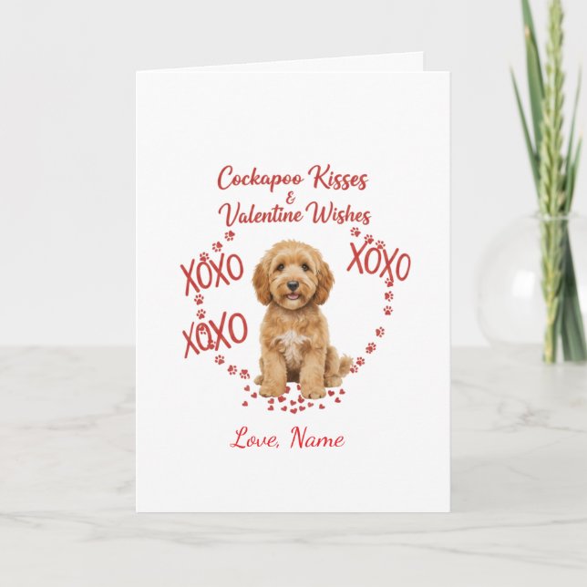 Tarjeta Personalised Cockapoo Kisses Valentine Wishes (Anverso)