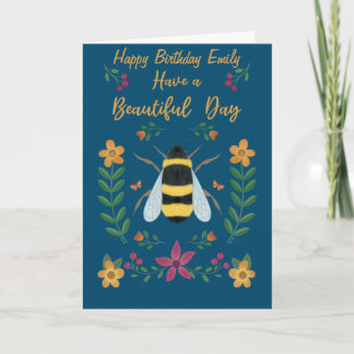 Tarjeta Personalised Cute Bee Happy Birthday Card for her