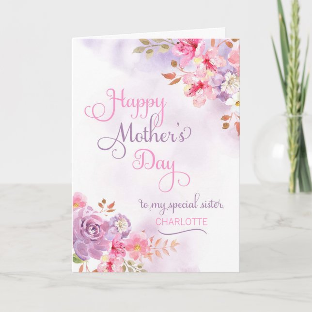Tarjeta Personaliza a hermana, feliz día de la madre (Anverso)