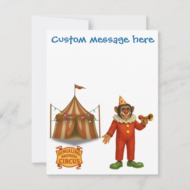 Tarjeta Personaliza: Chester el payaso chimpancé (Anverso)