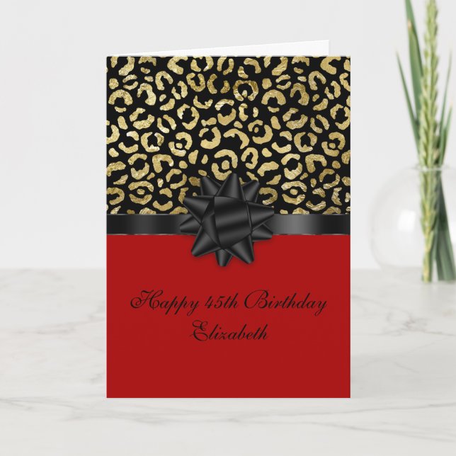 Tarjeta Personaliza Cumpleaños con Impresión de Leopardo R (Anverso)