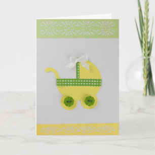 Tarjeta Personaliza el coche de bebé amarillo y verde bril