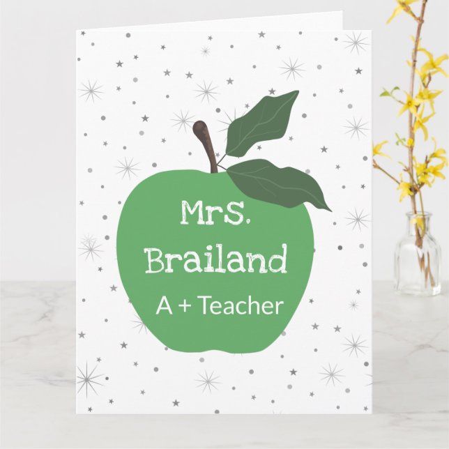 Tarjeta Personaliza el nombre del profesor personalizado m (flor amarilla)