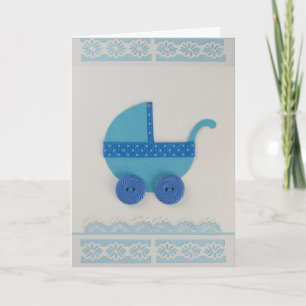 Tarjeta Personaliza el transporte de bebé azul y los punto