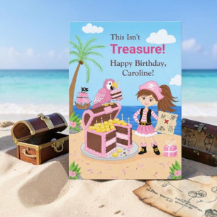 Tarjeta Personaliza Feliz Cumpleaños Tesoro Pirata