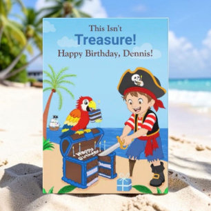 Tarjeta Personaliza Feliz Cumpleaños Tesoro Pirata
