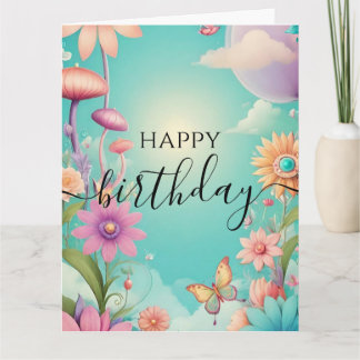 Tarjeta Personaliza: Flores y Mariposas Feliz Cumpleaños