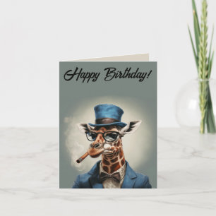 Tarjeta Personaliza jirafa con sombrero de copa Feliz cump