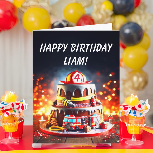 Tarjeta Personaliza la edad Pastel de cumpleaños de bomber (Subido por el creador)