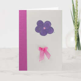 Tarjeta Personaliza la flor púrpura y el arco rosado