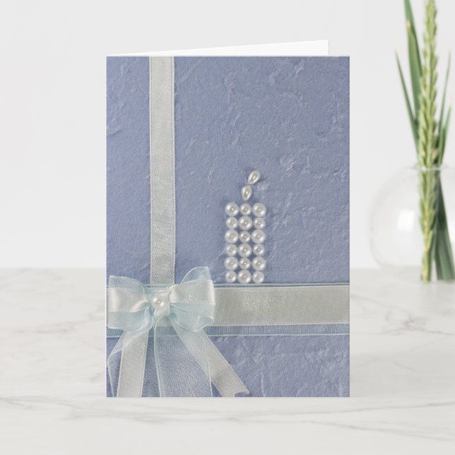 Tarjeta Personaliza la Vela con perlas blancas, bautismo d (Anverso)