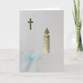 Tarjeta Personaliza la Vela de Oro, la cruz sagrada y el a