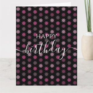 Tarjeta Personaliza: Patrón de Estrellas Rosadas Feliz Cum