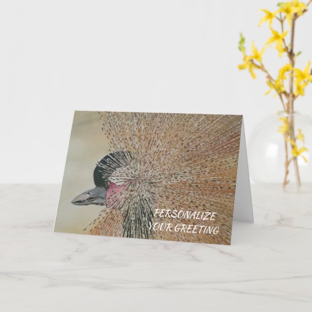 Tarjeta Personalizable africano de pájaro de la grúa (flor amarilla)