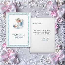 Tarjeta Personalizable Bebé Baptismo Con Ángel