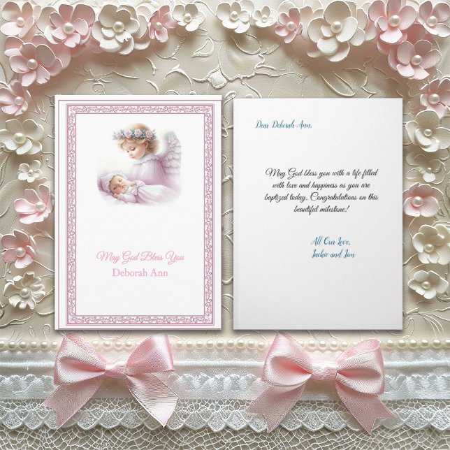 Tarjeta Personalizable Bebé Baptismo Con Ángel (Subido por el creador)