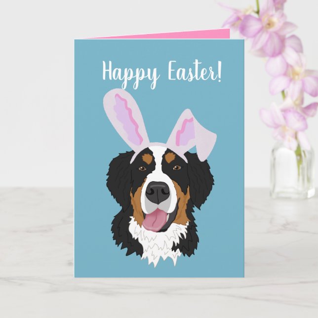 Tarjeta Personalizable Bernese Mountain Dog Easter (Orquídea)