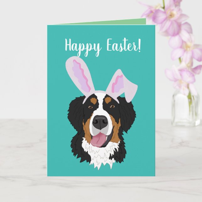 Tarjeta Personalizable Bernese Mountain Dog Easter (Orquídea)