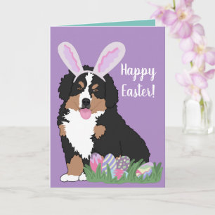 Tarjeta Personalizable Bernese Mountain Dog Puppy Easter