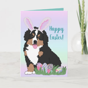 Tarjeta Personalizable Bernese Mountain Dog Puppy Easter