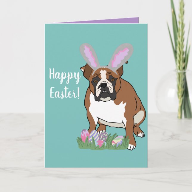 Tarjeta Personalizable Bulldog inglés Pascua (Anverso)