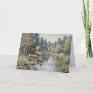 Tarjeta personalizable con tema de pesca en blanco