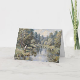 Tarjeta personalizable con tema de pesca en blanco