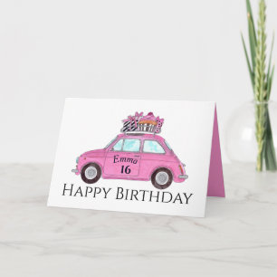 Tarjeta Personalizable Cumpleaños Retro Fiat 500