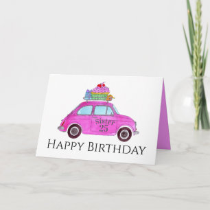 Tarjeta Personalizable Cumpleaños Retro Fiat 500