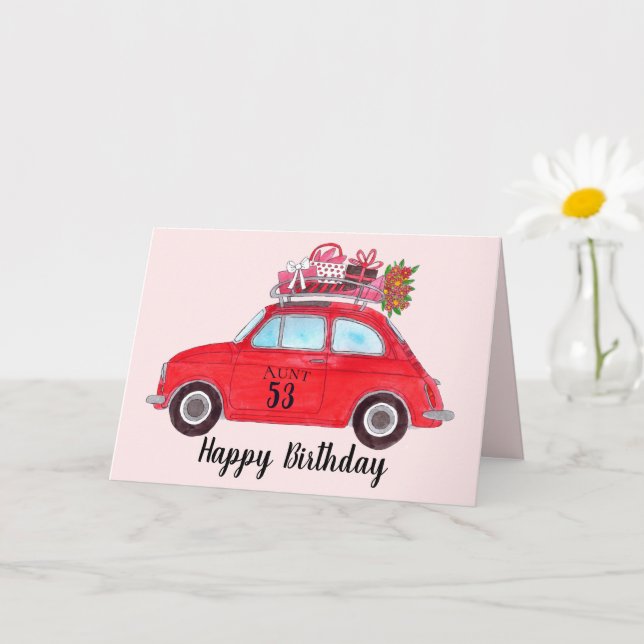 Tarjeta Personalizable Cumpleaños Retro Fiat 500 (Planta pequeña)